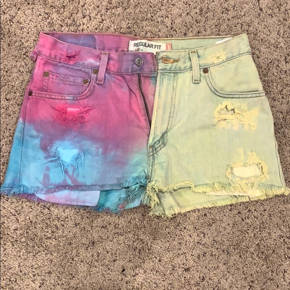 Tie dyed Levi Jean Shorts